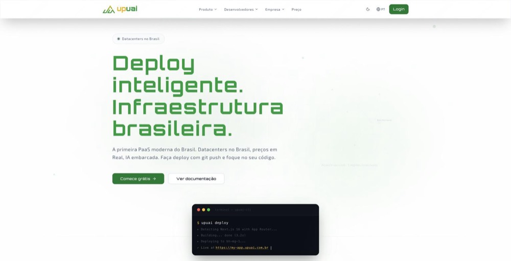 Página inicial de Upuai Cloud (upuai.com.br)